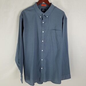 St Johns Bay Mens Blue Anchor Print‎ Button Down Long Sleeve Shirt Size XXL